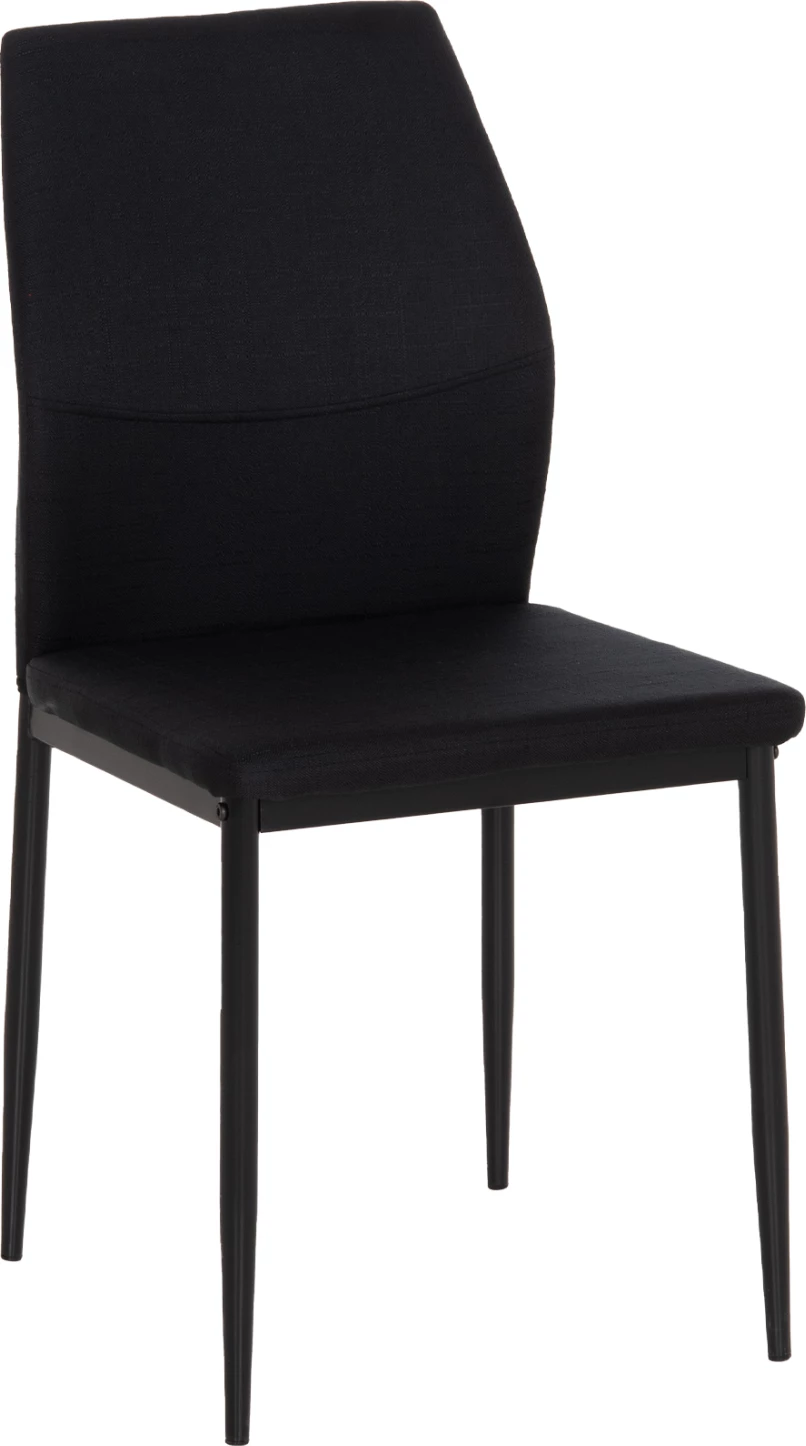 Karrige ngrënie DIAZ FH18346.02, set prej 4 copash, material tekstili i zi & këmbë metali, 41.5x52x87cm