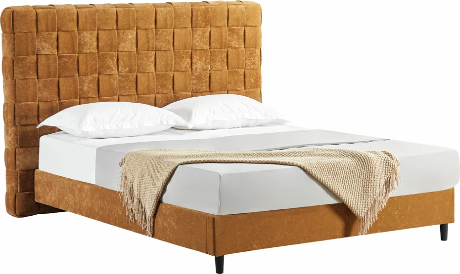 Krevat Balzak për dyshek 160x200cm, kadife ngjyrë deveje, 222x186x130