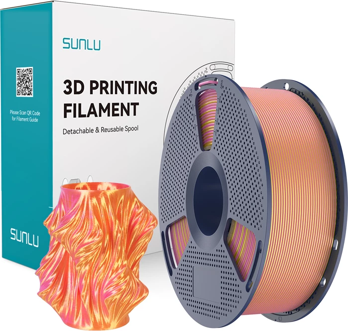 Filament 3D printimi Sunlu PLA+ Silk DC P Go, Dual Color Silk, rozë dhe ari
