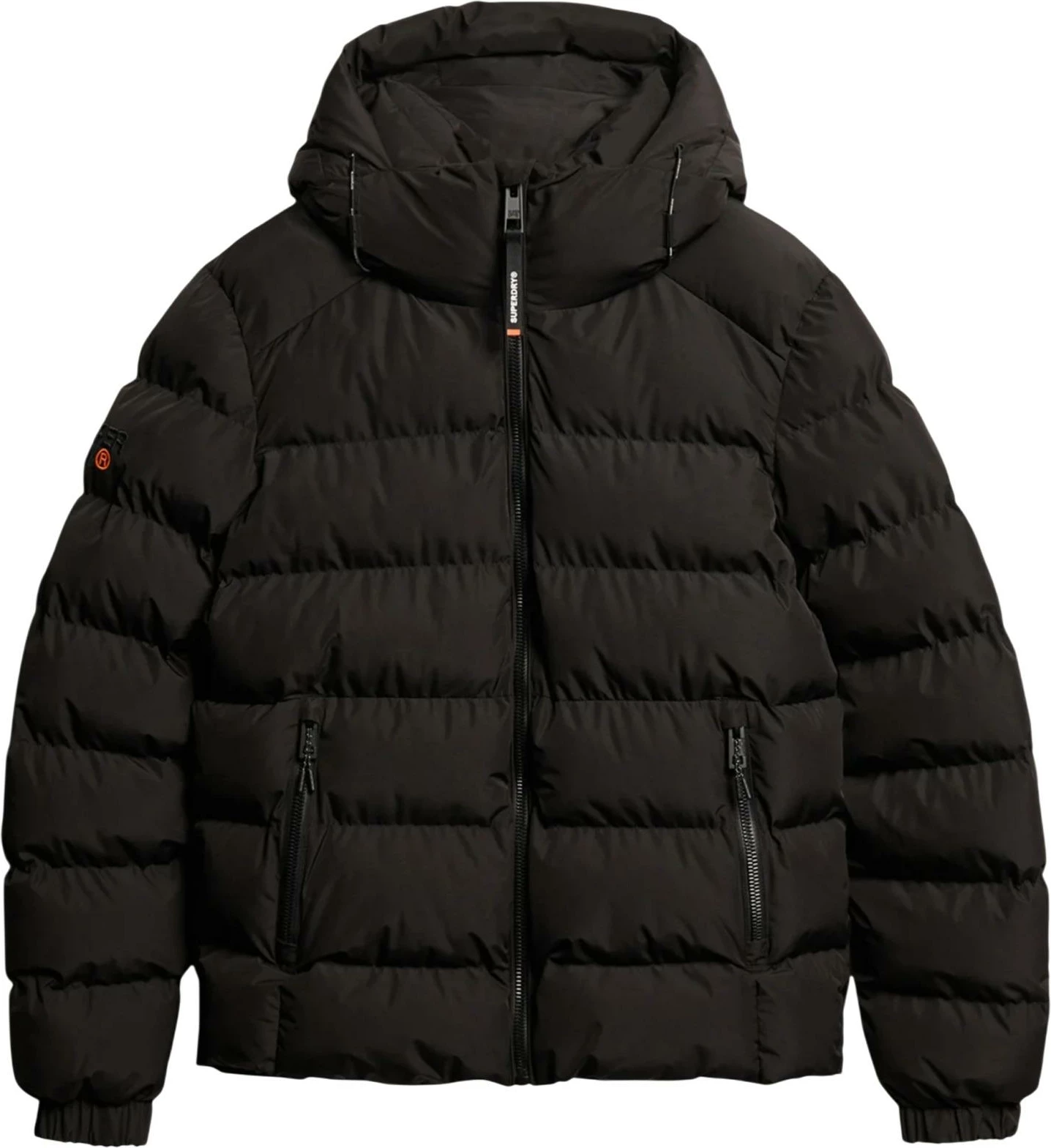 Jakne puffer me kapuç Superdry SDM5011905A për meshkuj, e zezë [Madhësia: XL]