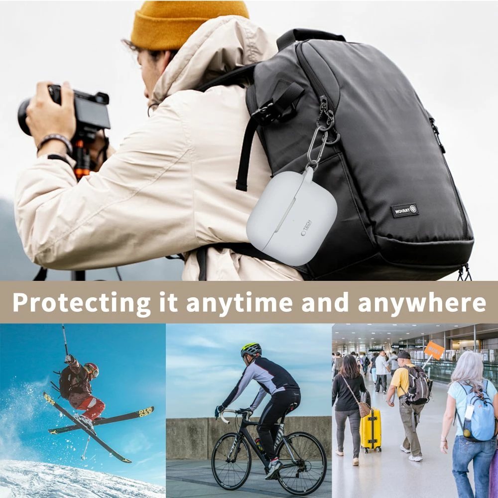 Mbështjellës Tech-Protect për AirPods 3, me karabiner, portokalli