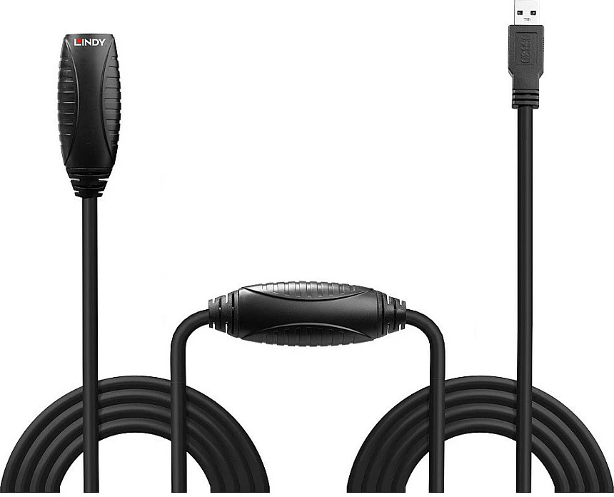 Kabllo zgjatëse aktive USB 3.0 Lindy 10m, USB-A mashkull në USB-A femër, 5Gbps, e zezë