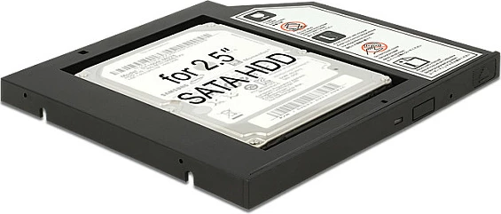 Adapter kornizë DeLOCK 62669 për bay 5.25" slim, për HDD/SSD 2.5" SATA 6 Gbit/s, e zezë