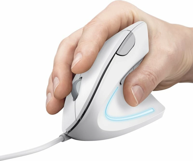 Maus Trust Verto 25133, ergonomik vertikal, USB me kabllo, 1600 DPI, 6 butona, i bardhë