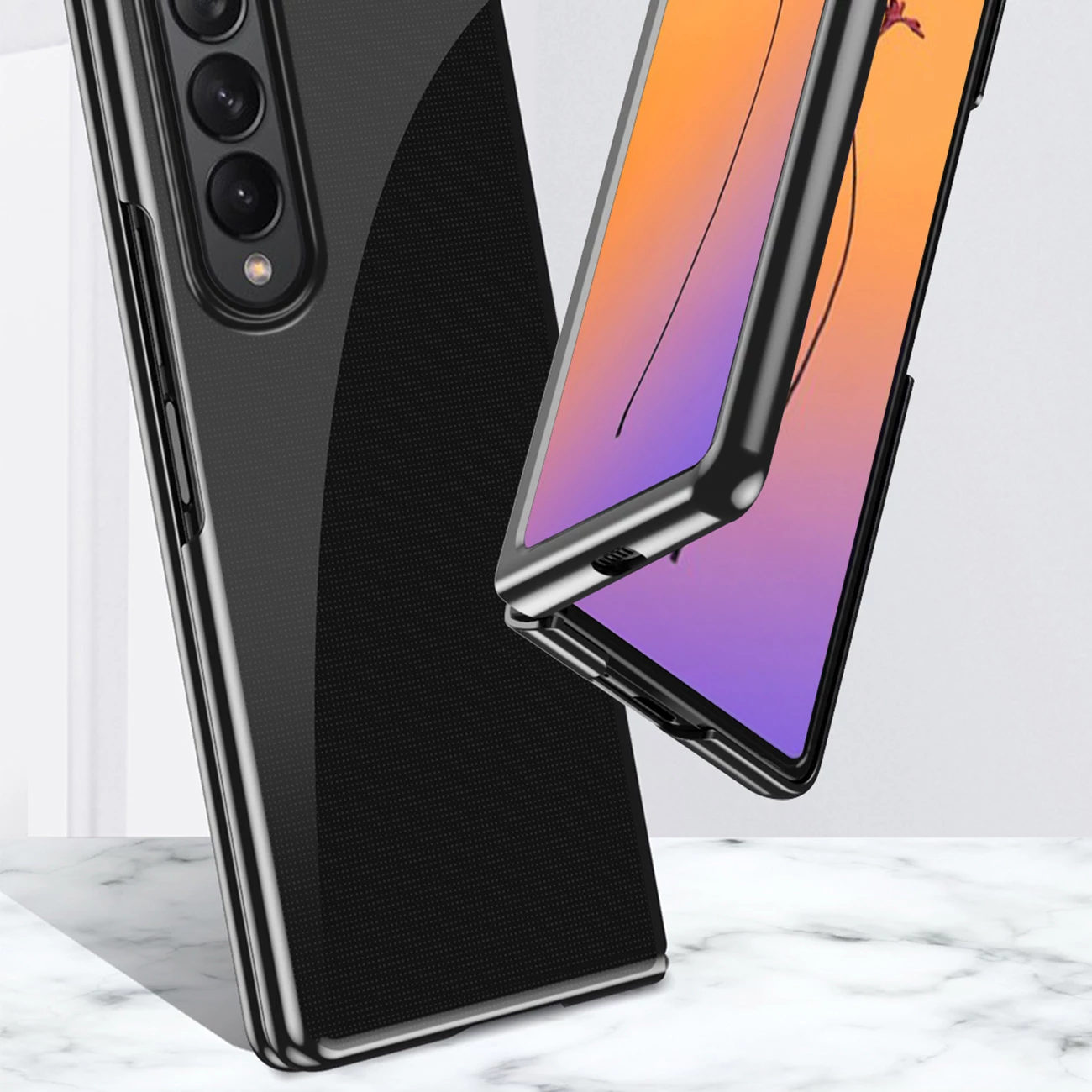 Mbështjellës Hurtel Plating Case për Samsung Galaxy Z Fold 4, kornizë metalike, kaltër