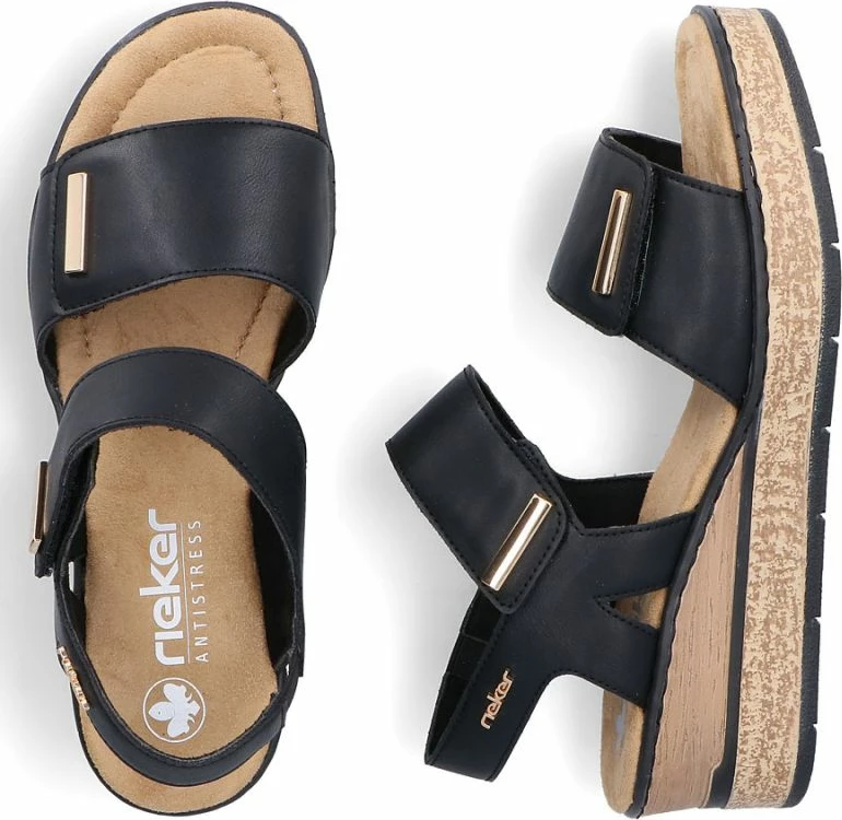 Sandale platforme femra Rieker 63781-00, të zeza