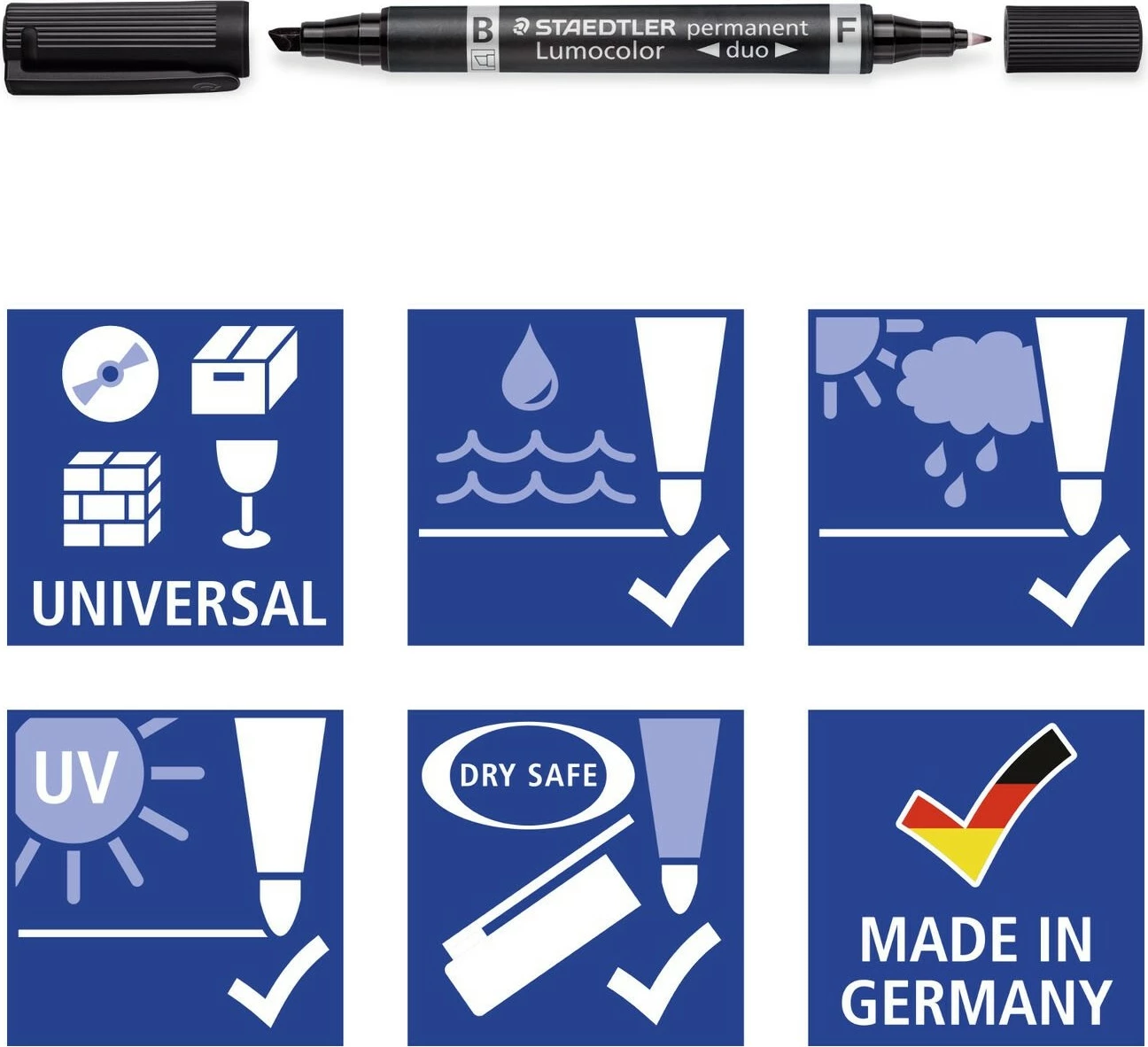 Marker permanent STAEDTLER Lumocolor duo 348 B, i zi, 1 copë