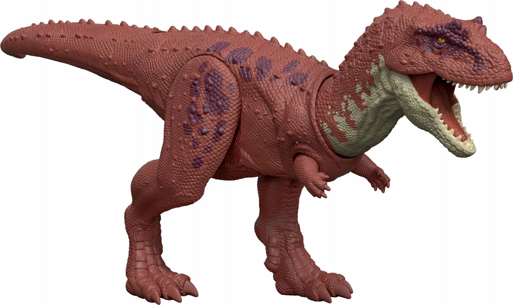 Figurinë dinosauri Mattel Jurassic World Rebirth Aucasaurus Wild Roar JGB88 32.5 cm, kafe e kuqërremtë