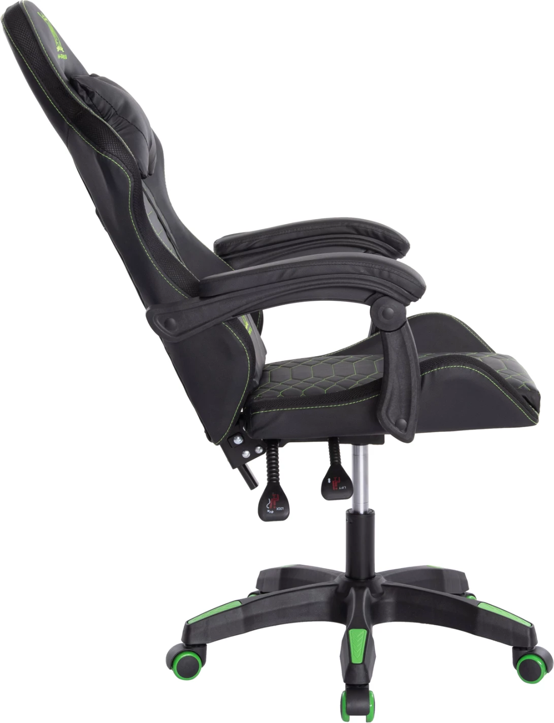 Karrige gaming LOOT FH1204, e zezë-gjelbër, PVC & najlon, 51x49x125H cm