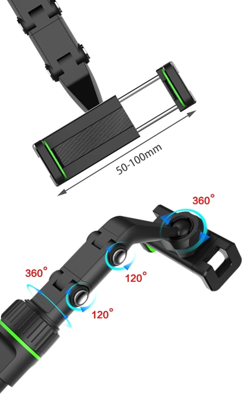 Mbështjellës për celular Hurtel, për pasqyrë të makinës, i rregullueshëm, i zi/gjelbër