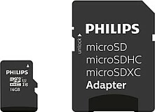 Kartelë microSD Philips 32GB Class 10 UHS-I U1 me adapter, e zezë