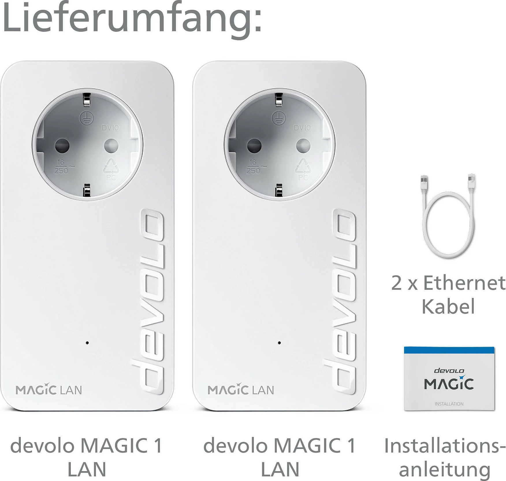 Adapter Powerline Devolo Magic 1 LAN Starter Kit, 1200 Mbit/s, Gigabit Ethernet, prizë e integrume, i bardhë