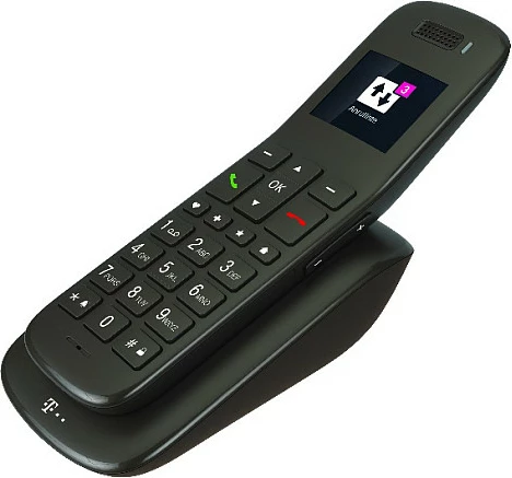 Telefon fiks pa kabllo Telekom Speedphone 32, DECT, speakerphone, libër telefoni 100 kontakte, i zi