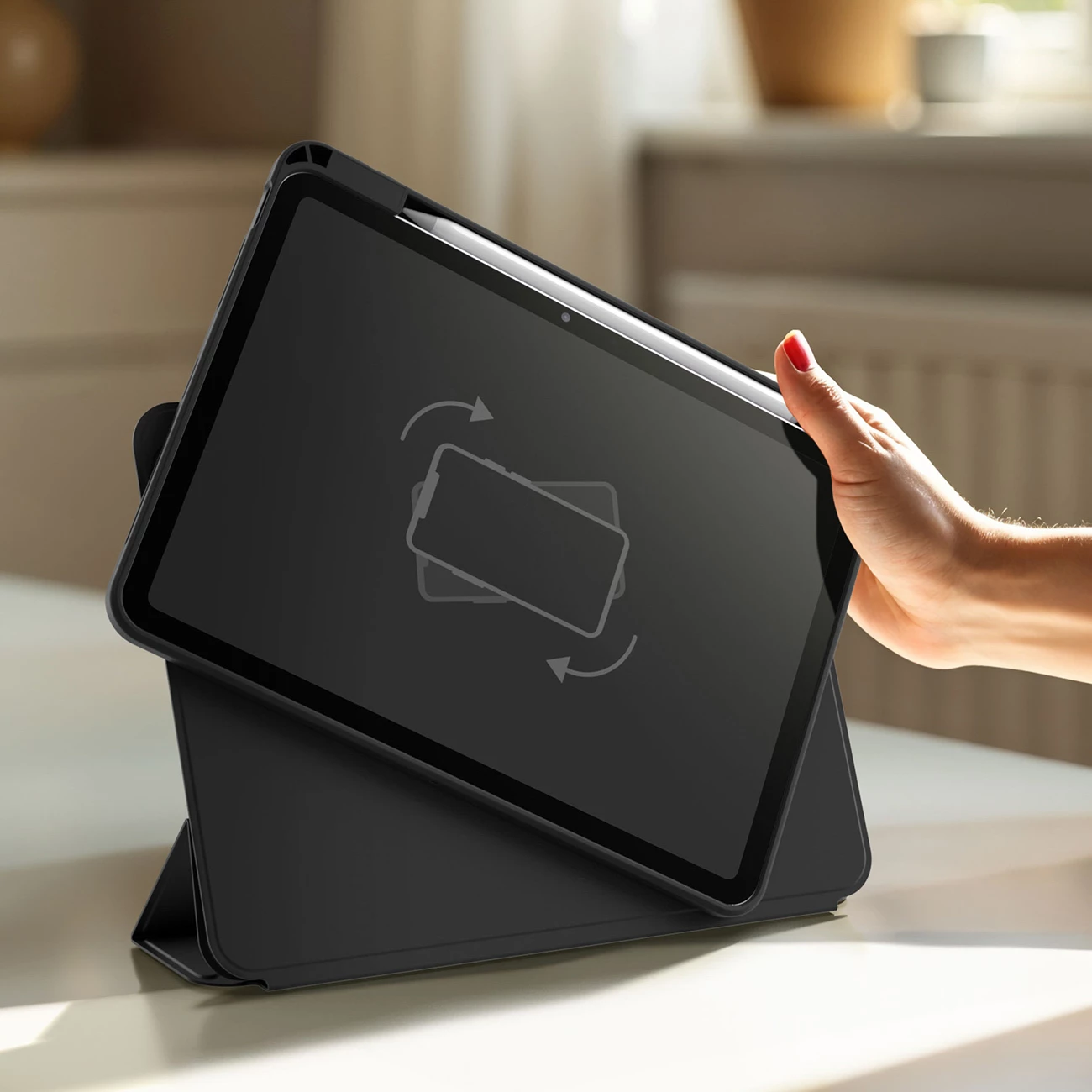 Mbështjellës tablet AmazingThing Titan Pro Mag Case për iPad Air 13" M2/M3, magnetik me qëndrim 720°, i shkëputshëm, mbajtës Apple Pencil, mbrojtje rënie 1.8 m, e zezë