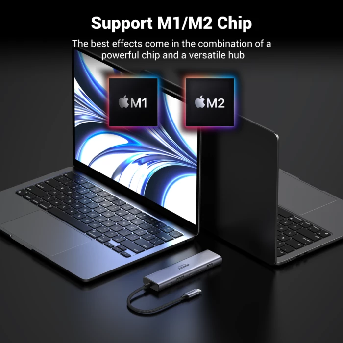 Hub USB-C UGREEN 45521 7-në-1 10Gbps 4K@60Hz PD 100W gri