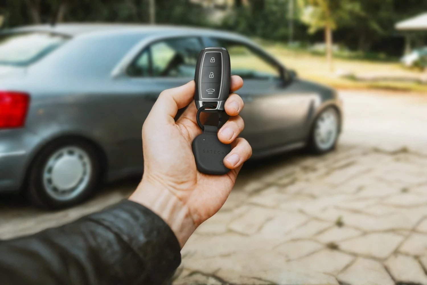Brelok Satechi FindAll Keychain, lokalizues, lëkurë sintetike, i zi