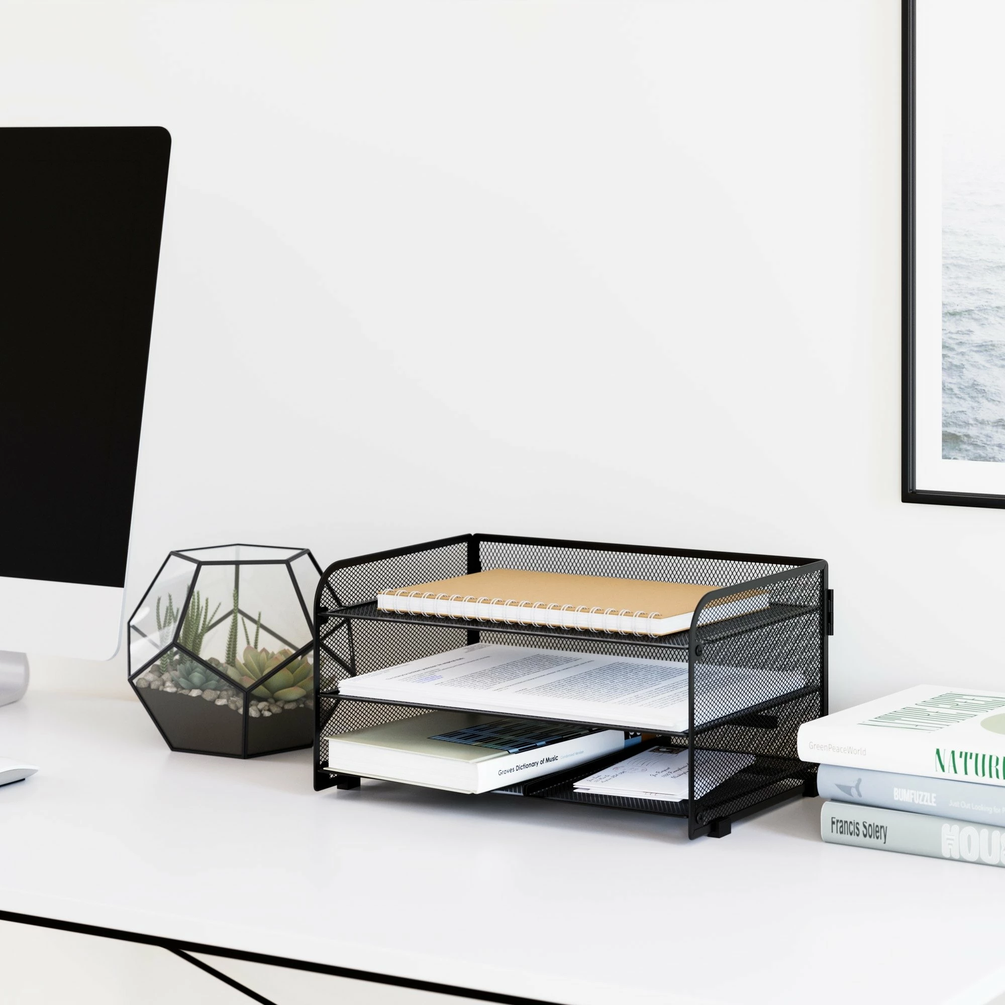 Organizator tavoline Jan Nowak 3 sirtarë 175x325x235 mm, i zi