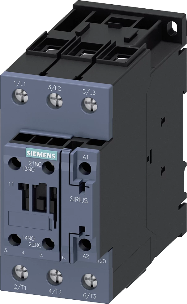 Kontaktor Siemens 3RT2036-1KB40 – 22kW, 51A, 24V DC, 3 pole, 1NO + 1NC