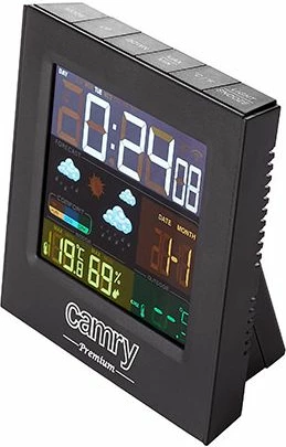 Stacion moti CAMRY CR1166, temperaturë brenda/jashtë, lagështi, parashikim, 2 alarme, sensor i jashtëm, i zi