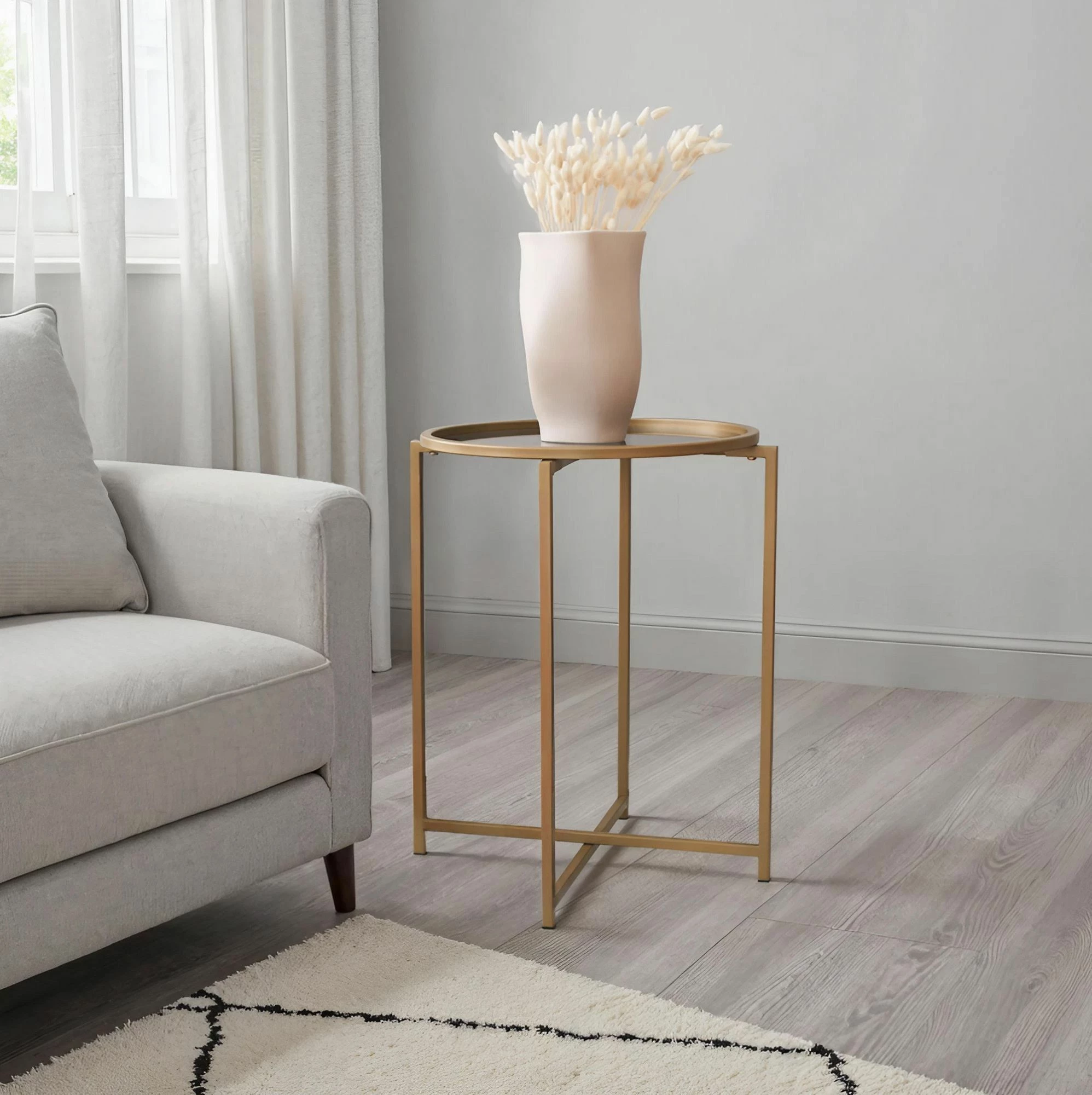 Tavolinë kafeje Hanah Home, S407K, ngjyrë ari dhe fume