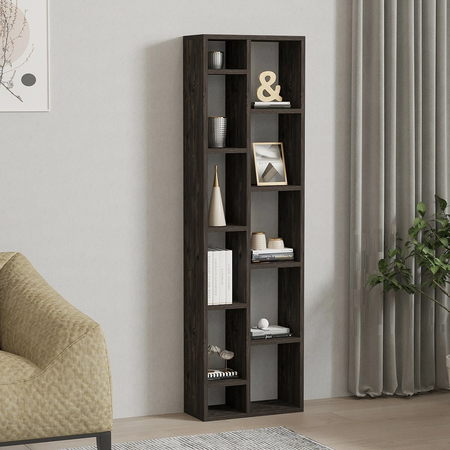 Raft librash Hanah Home, Tomi, ngjyrë antracit