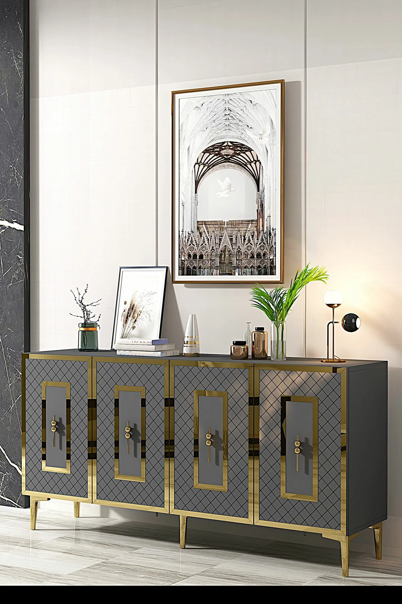 Konsolë Skye Decor, Puma 150, antracit, ari