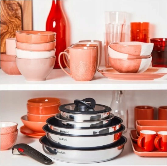 Set tiganësh dhe tenxheresh Tefal Ingenio Emotion L897S574, 5 copë, argjend