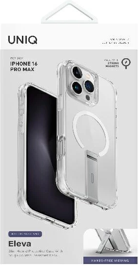 Mbështjellës UNIQ Eleva me këmbë Vertica për iPhone 16 Pro Max, Transparent