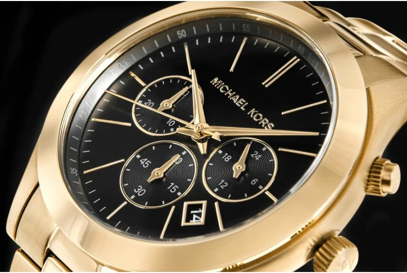 Orë dore me portofol Michael Kors për meshkuj, e artë