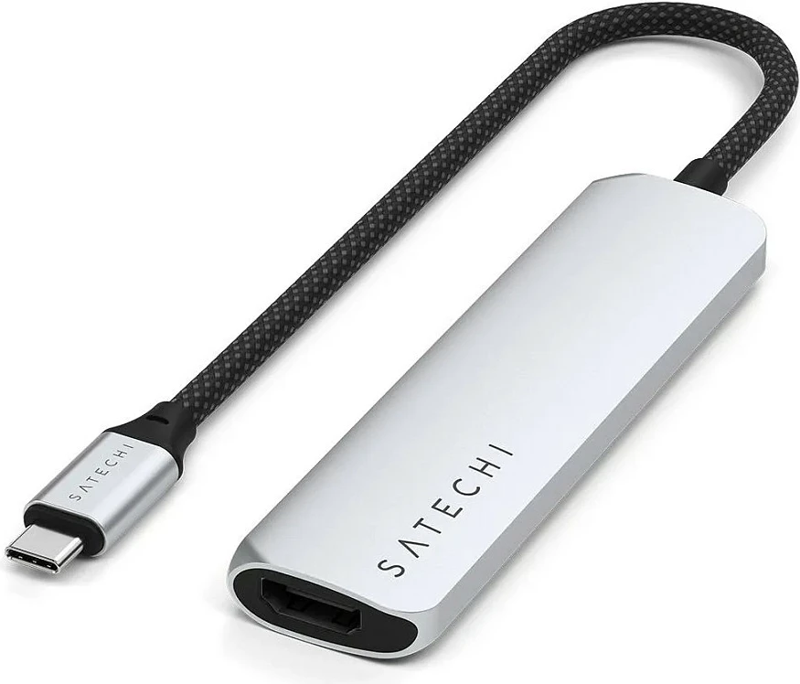 Hub USB-C Satechi ST-P4SS, adapter 4-në-1, argjendtë