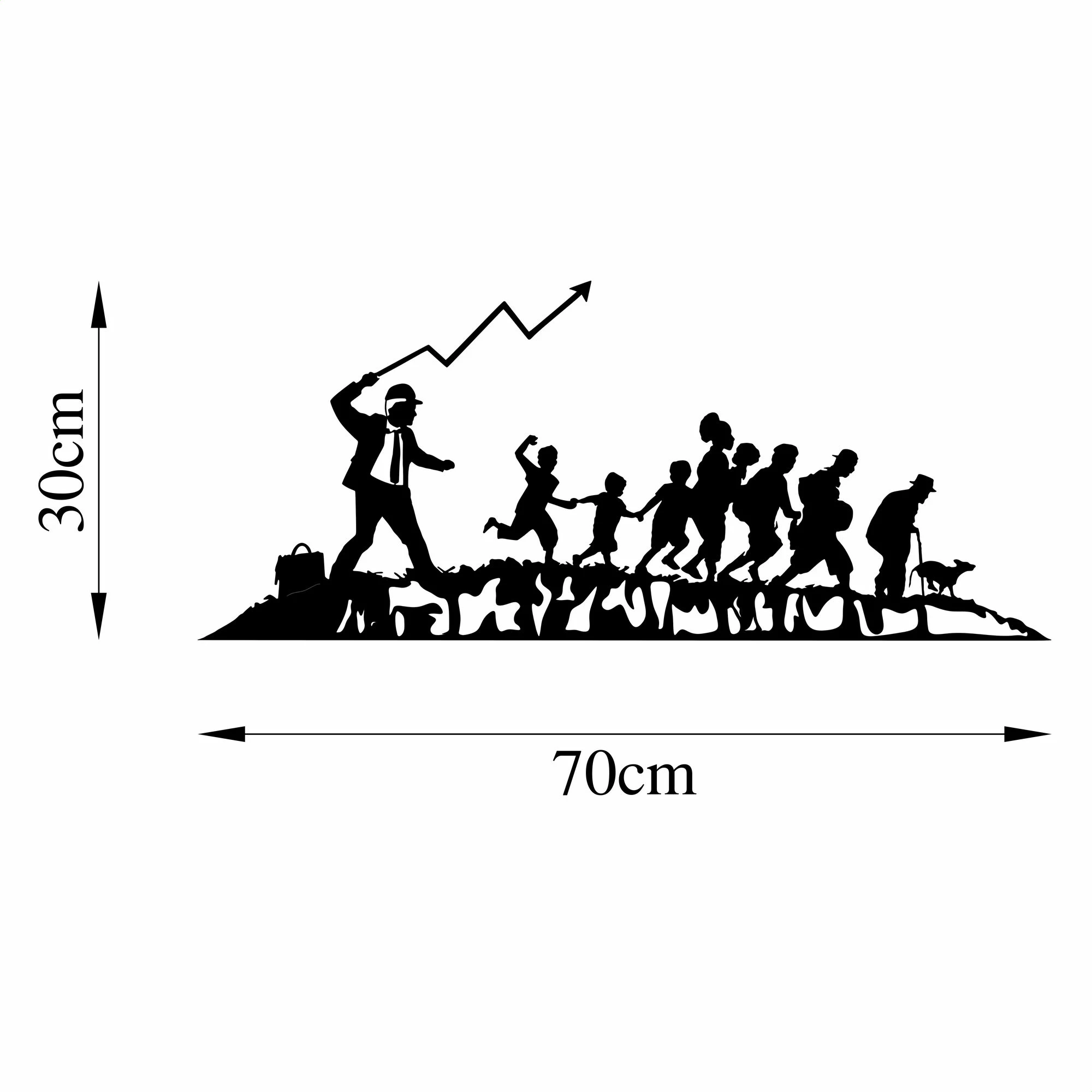 Aksesor dekorativ muri prej metali, Wallity Banksy - 5, ngjyrë e zezë, 30x70cm