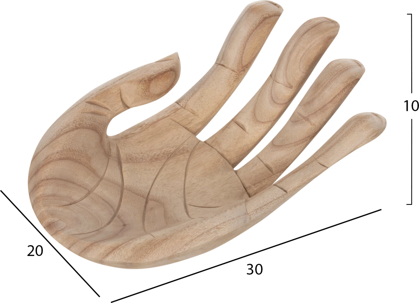 Dekor tavoline dorë e majtë FH4278L dru albasia natyral 30x20x10H cm