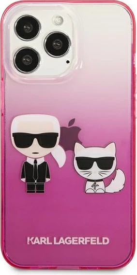 Mbështjellës Karl Lagerfeld KLHCP13LTGKCP për iPhone 13/13 Pro 6.1", Ikonik Karl & Choupette, Rozë