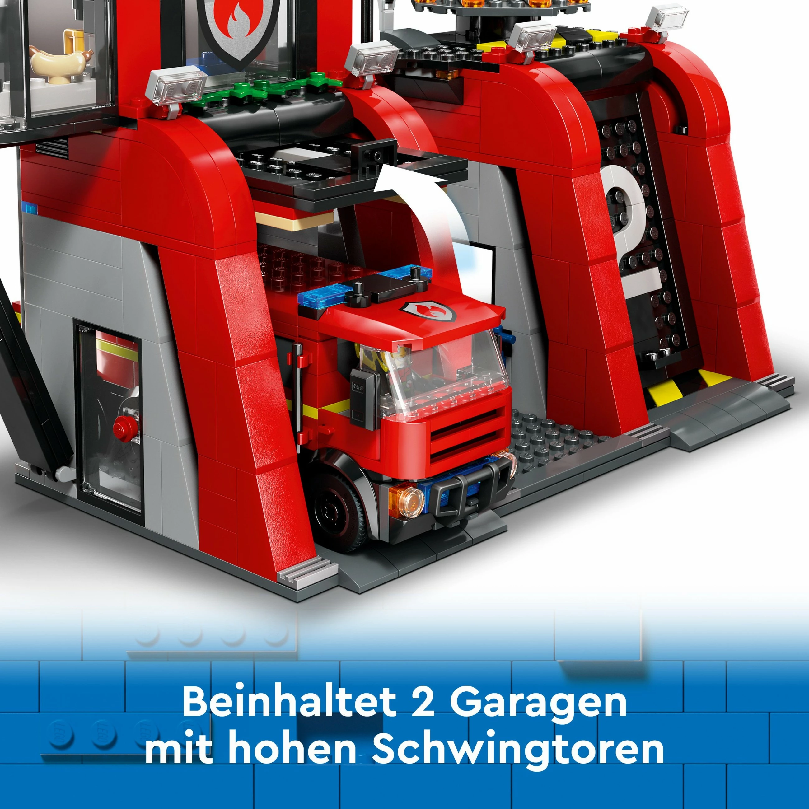 Set ndërtimi LEGO City 60414, stacion zjarri me kamion, 843 pjesë, shumëngjyrësh
