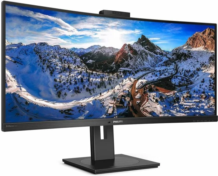 Monitor i lakuar Philips 346P1CRH/00 34" VA WQHD 100Hz USB-C PD 90W me kamerë FHD dhe KVM, i zi