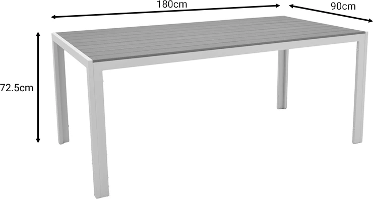 Tavolinë me karrige Nares-Moritz A, 7 copë,, alumin dhe dru, ngjyrë natyrale, 180x90x72.5cm