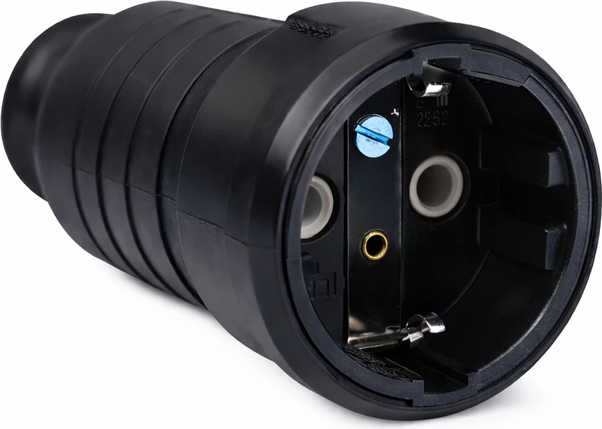 PRIZË GOME 16A – 2P+E, ME PORCELAN, E ZEZË