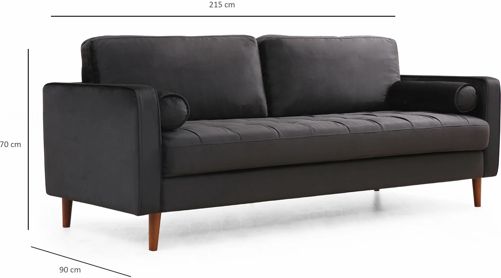Divan treshe Atelier del Sofa, ngjyrë e zezë, Rome