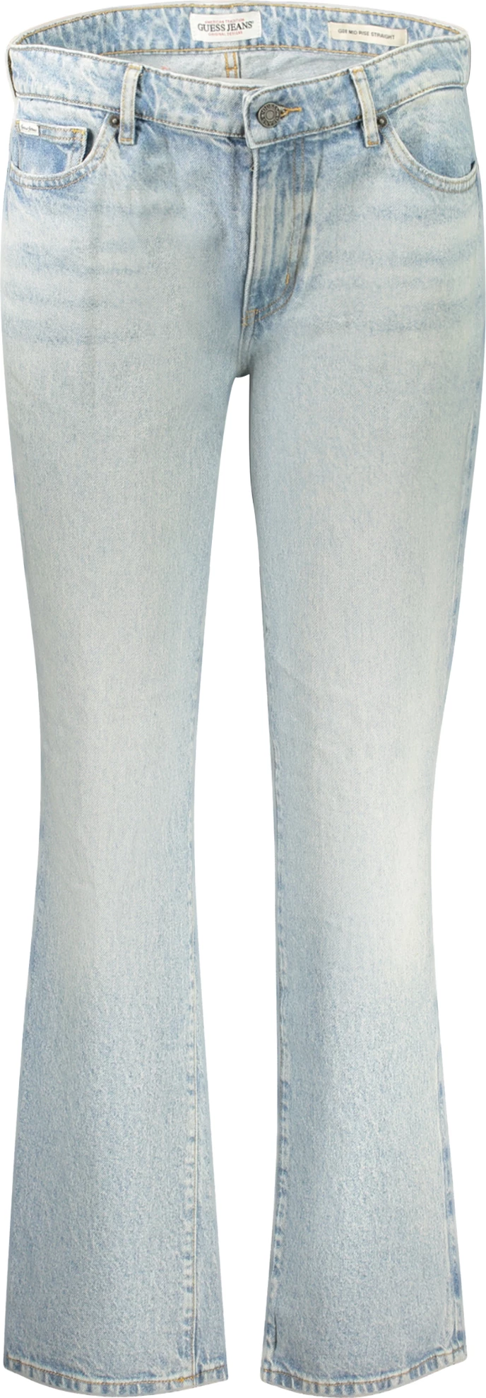 Pantallona xhins GUESS JEANS G08 MID-RISE STRAIGHT për femra, të kaltërta