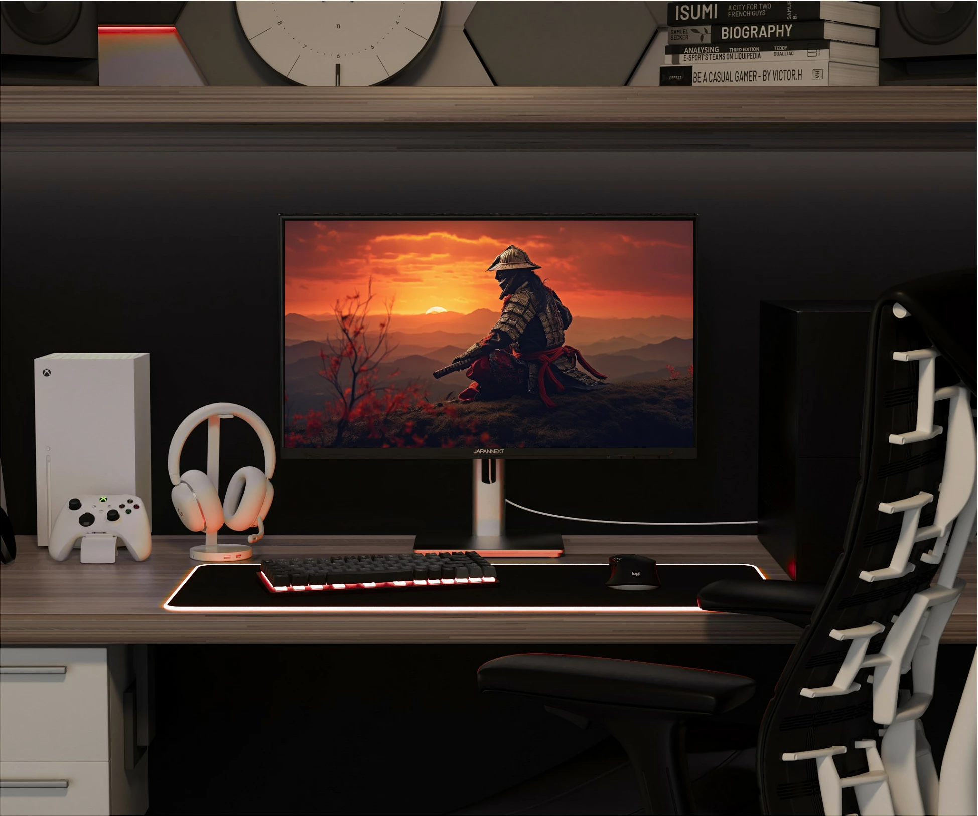 Monitor gaming JapanNext 27" Full HD 1920x1080, FreeSync, altoparlantë, zi/argjendtë