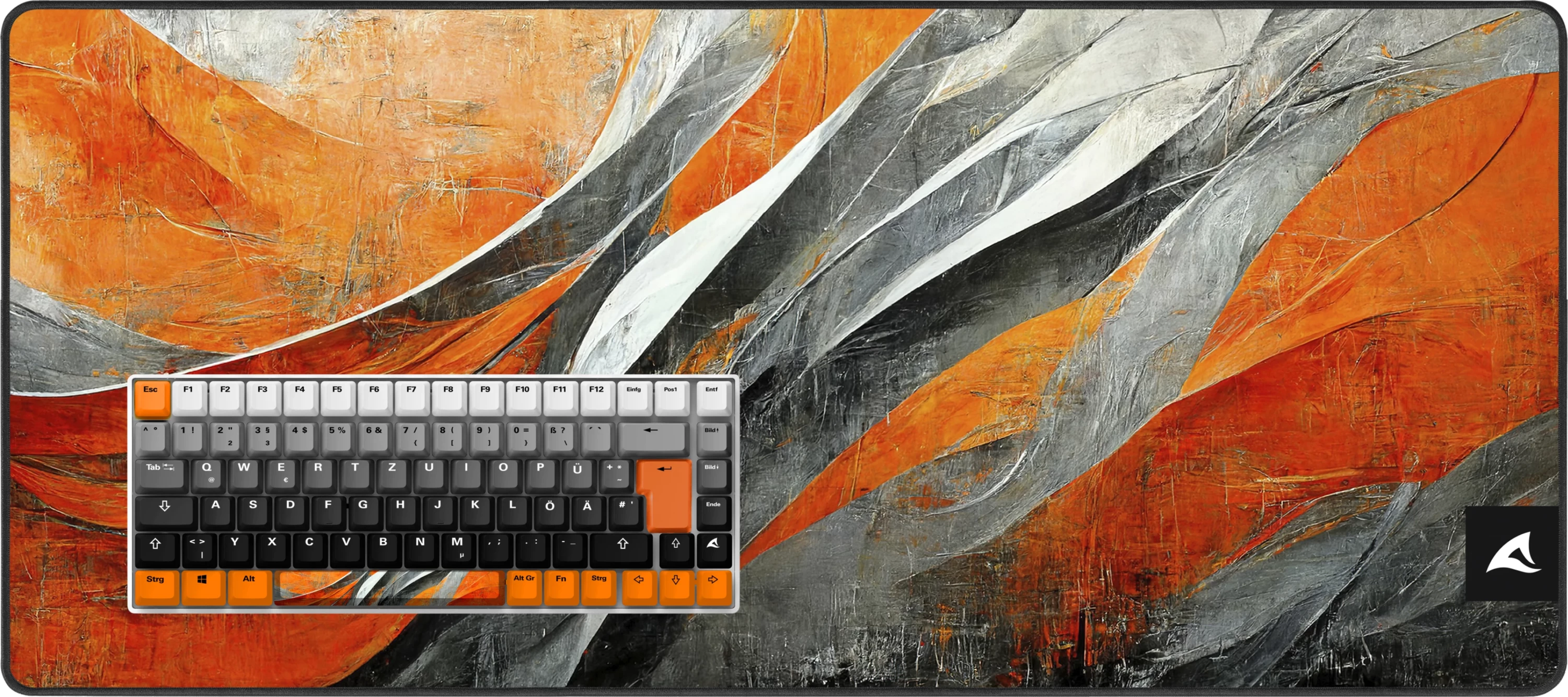 Tastierë mekanike SHARKOON SKILLER SGK50 S3 Design Bundle D6, me mauspad të madh, portokalli/gri