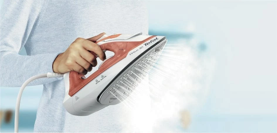 Hekur Tefal Virtuo 30 FV2C40E0 2000 W, pllakë qeramike, avull/dry, Peach/White