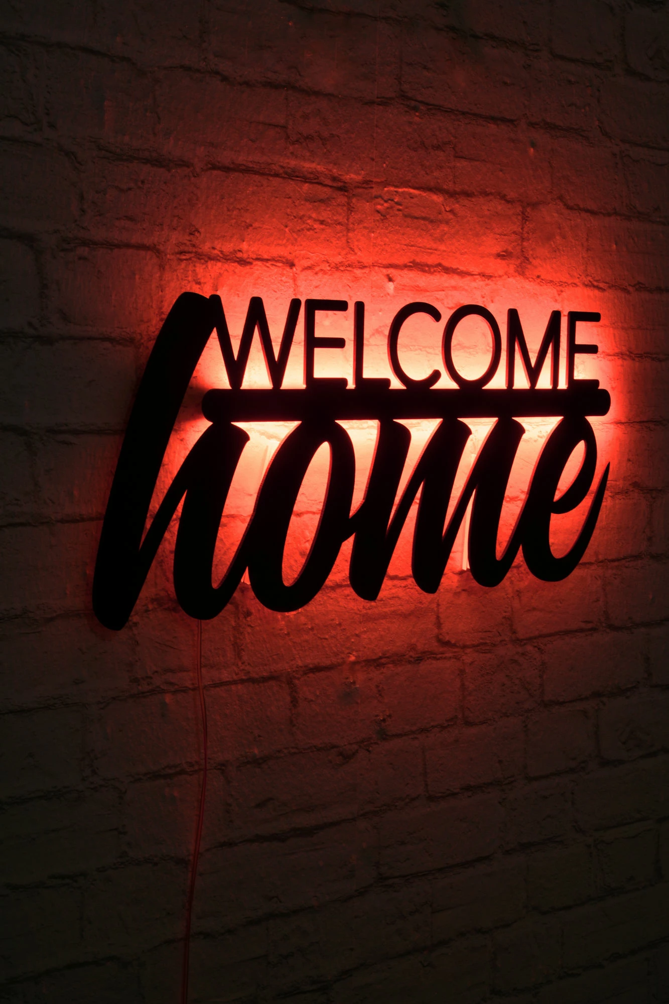 Dritë dekorative LED për mur, Welcome Home, e kuqe
