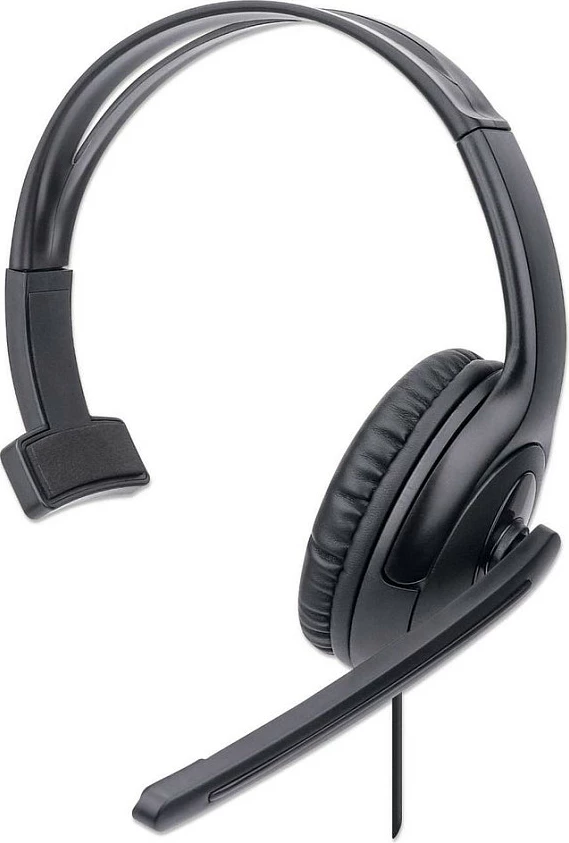 Kufje me mikrofon MANHATTAN Mono USB, USB-A, monaurale, të zeza