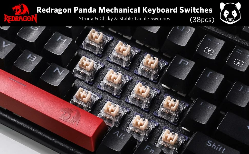 Switch për tastierë mekanike Redragon Panda A113 HP1, tactile, 3-pin, kompatibil Cherry MX, pre-lubrifikuar, set 38 copë, gri