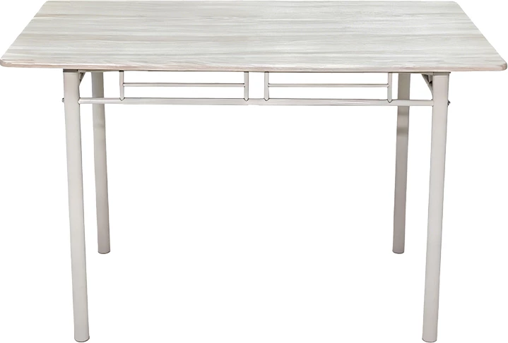 Tavolinë me karrige Roza, 5 copë, MDF sonoma, këmbë metalike të bardha, 120x65x75cm