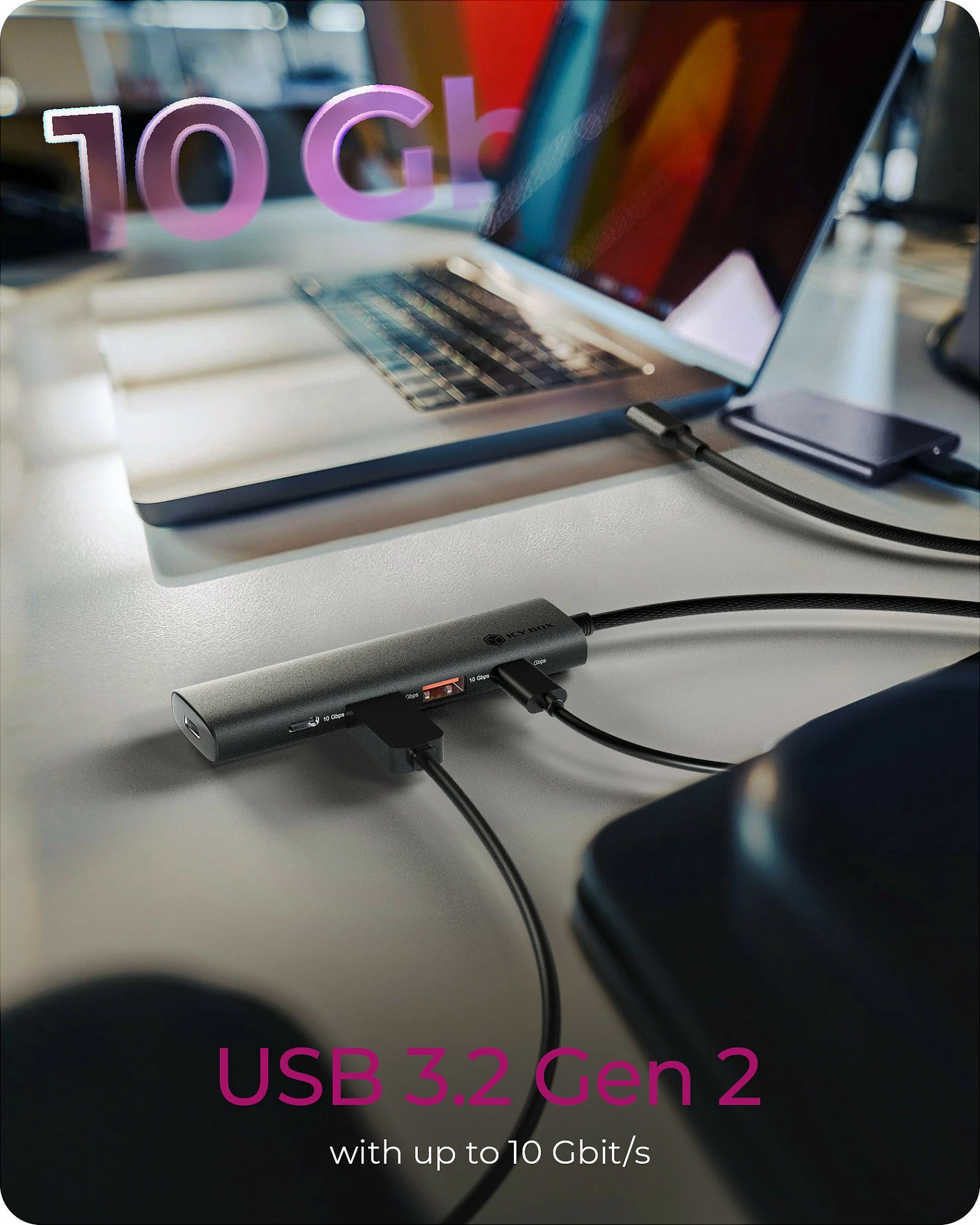 USB hub ICY BOX IB-HUB1437-CPD, USB-C, 2x USB-A + 2x USB-C, 10 Gbit/s, PD 100W, i zi
