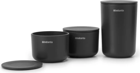 Kavanoz ruajtjeje për banjo Brabantia ReNew MPN 281303, grisë e errët, set 3 copë