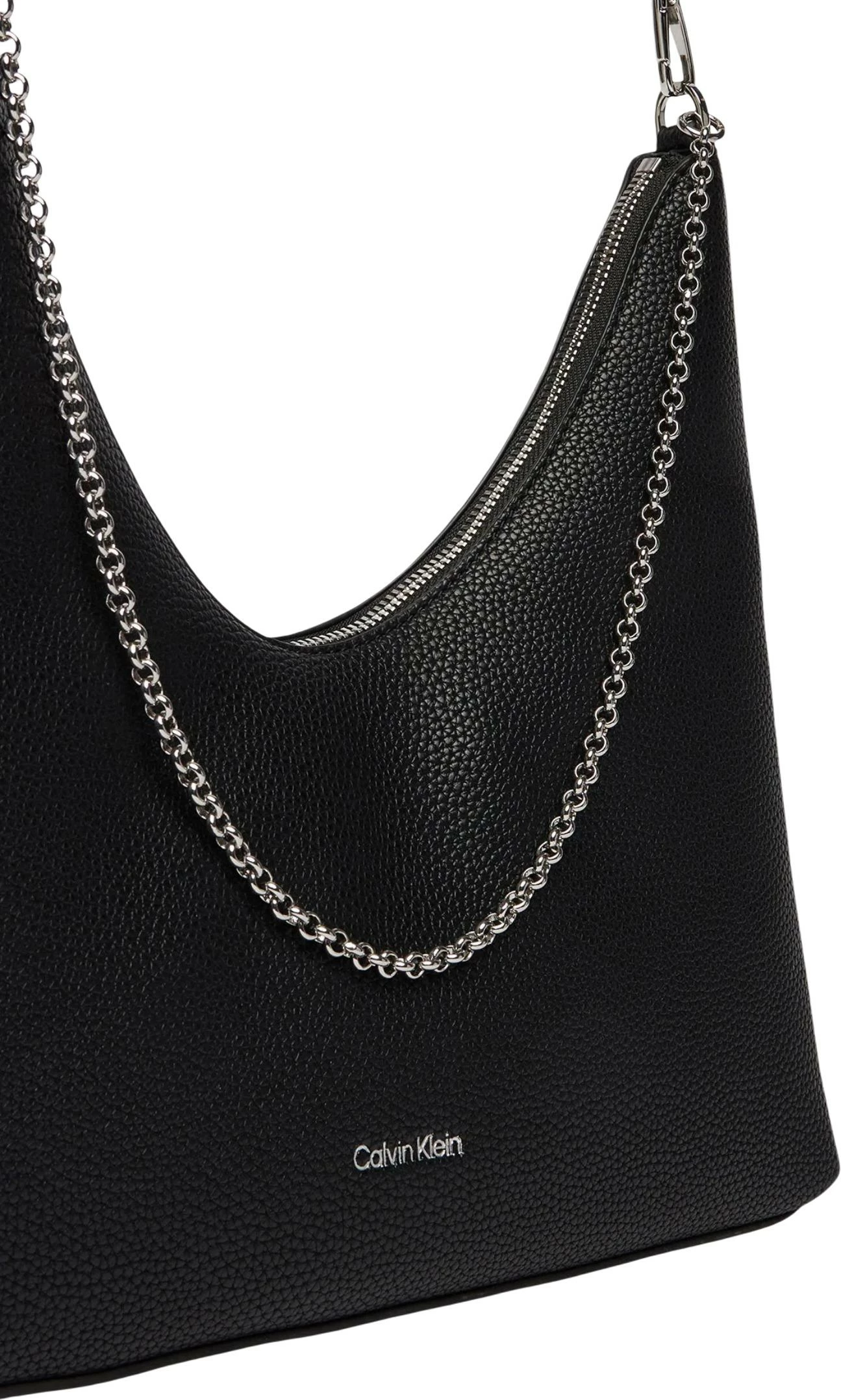 Çantë krahu për femra Calvin Klein EMBLEM HW PEBBLE LV04F3495G, e zezë