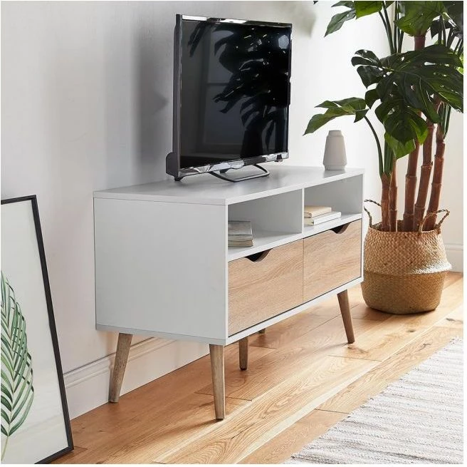 Komodë TV VONHAUS Koto 99x39x58 cm bardhë/lis